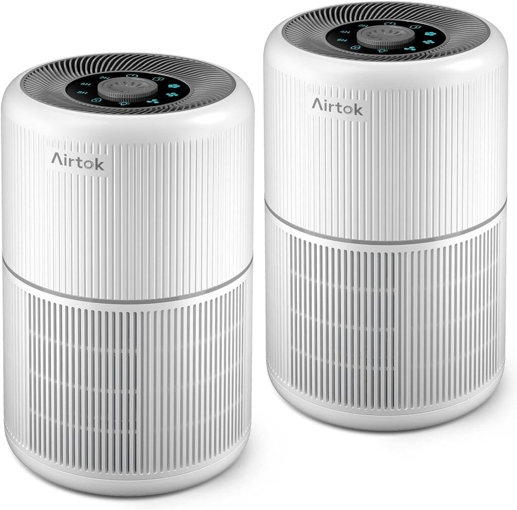 2 Pack Air Purifier for Home Bedroom with H13 True HEPA Filter for Smoke, Smokers, Dust, Odors, Pollen, Pet Dander | Quiet 99.9% Removal to 0.1 Microns | White Available for California