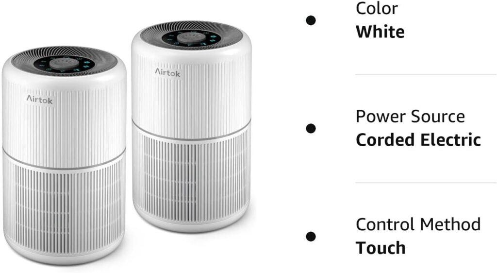 2 Pack Air Purifier for Home Bedroom with H13 True HEPA Filter for Smoke, Smokers, Dust, Odors, Pollen, Pet Dander | Quiet 99.9% Removal to 0.1 Microns | White Available for California