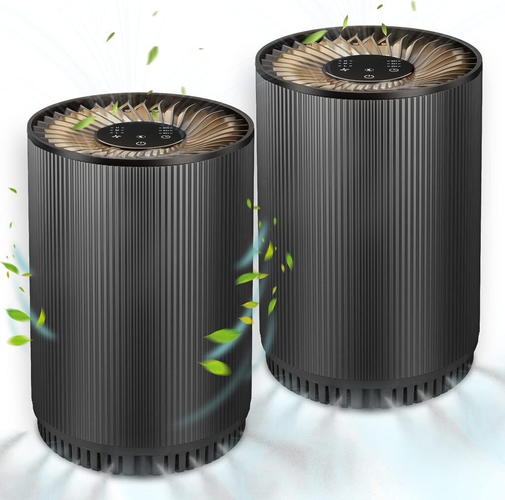 2 Pack Druiap Air Purifiers for Home Bedroom up to 690ft², H13 True HEPA Filter Air Cleaner Filterable 99.97% Micron Particles/Smoke/Pet Dander/Odor/for Office, Dorm, Apartment, Kitchen (KJ80 Black) : Home  Kitchen