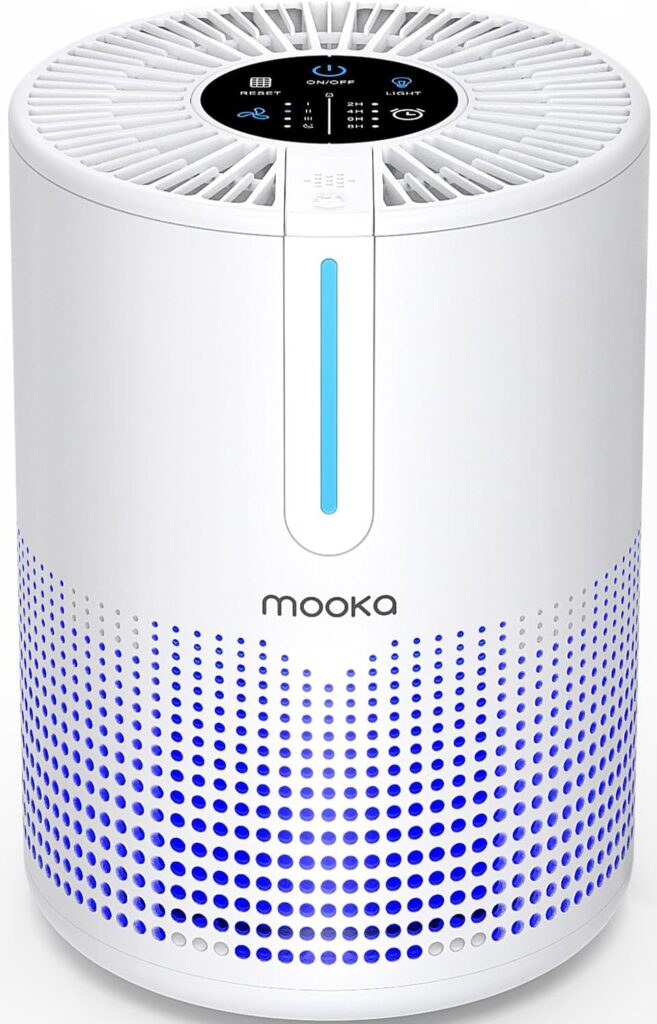 Air Purifiers for Bedroom Home, MOOKA HEPA H13 Filter Air Purifier with USB Cable for Smokers Pollen Pets Dust Odors in Office Car 300 Sq.Ft, Travel-size Desktop Air Cleaner with Fragrance Sponge