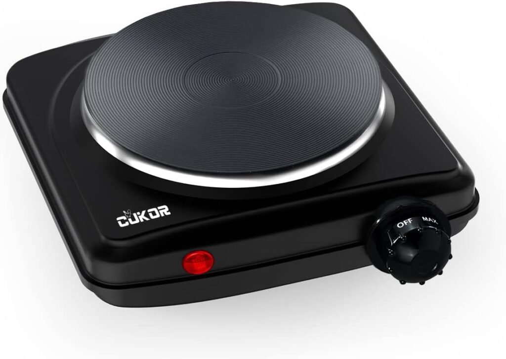 CUKOR Hot Plate for Candle Making,Electric Single Burner for Cooking, Portable Electric Stove, Electric Cooktop, Portable Electric Stove, Countertop burner 1200W，Compatible with All Cookwares