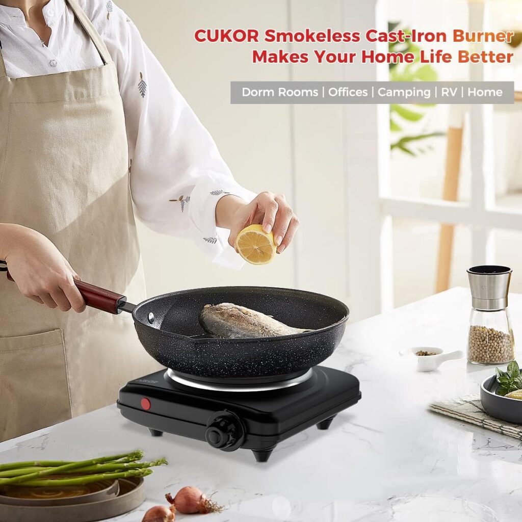 CUKOR Hot Plate for Candle Making,Electric Single Burner for Cooking, Portable Electric Stove, Electric Cooktop, Portable Electric Stove, Countertop burner 1200W，Compatible with All Cookwares