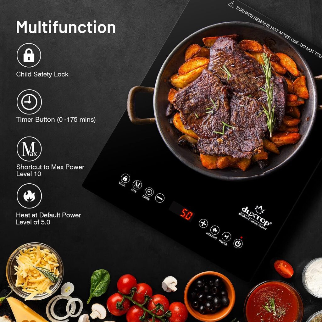 Duxtop 1600W Single Burner Electric Cooktop, Electric Hot Plate for Cooking, Electric Stove with Sensor Touch Control, Portable Infrared Burner with Timer and Safety Lock, E200AIR/ 9500STIR