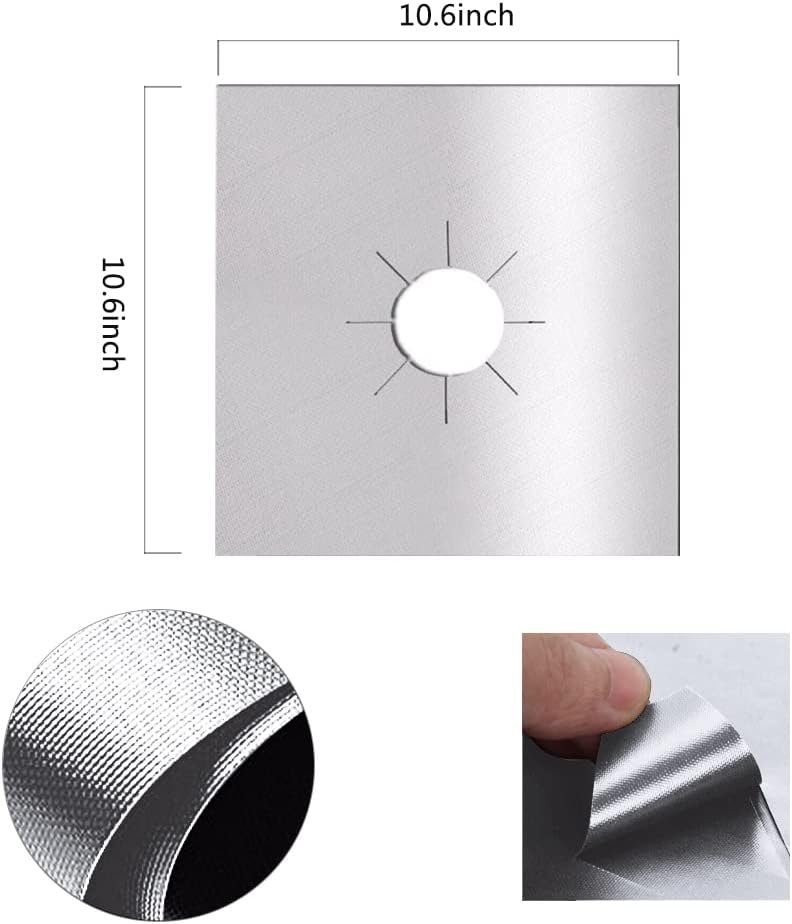 Gas Stove Burner Covers 10 Pack- XZSUN 0.2mm Double Thickness Reusable Gas Range Protectors For KitchenCooking（sliver，10pack）