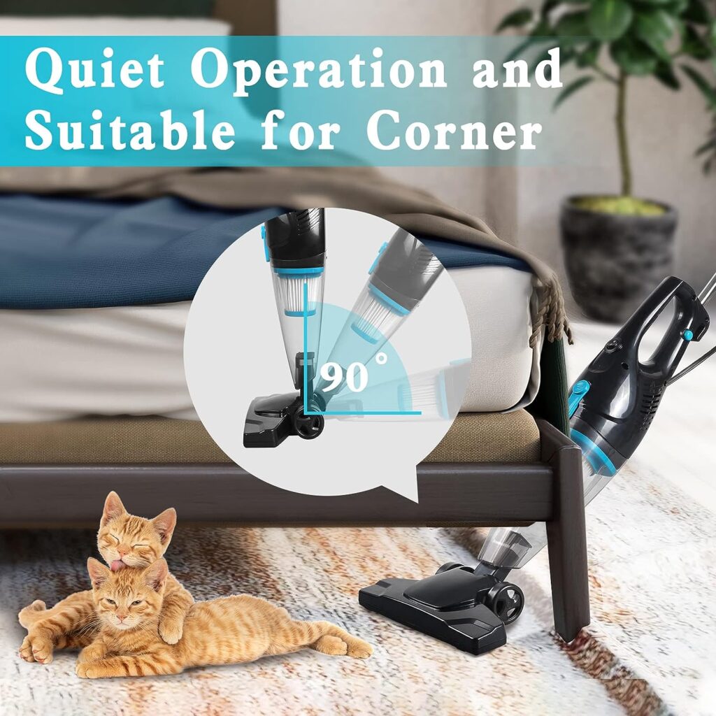 Intercleaner Corded Vacuum Cleaner, 15KPa Powerful Suction with 400W Motor, 12 in 1 Lightweight Bagless Stick Vac with Handheld, Ultra Quiet, for Hardwood Floor Carpet Car Pet Hair