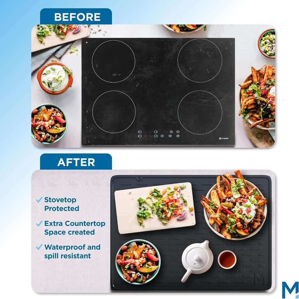 Meliusly Silicone Stove Cover (20x28) Premium Silicone Stove Top Protector, Silicone Electric Stove Top Covers, Silicone Mat for Glass Stove Top, Silicon Stove Cover Cooktop Range Mat (Solid Black)