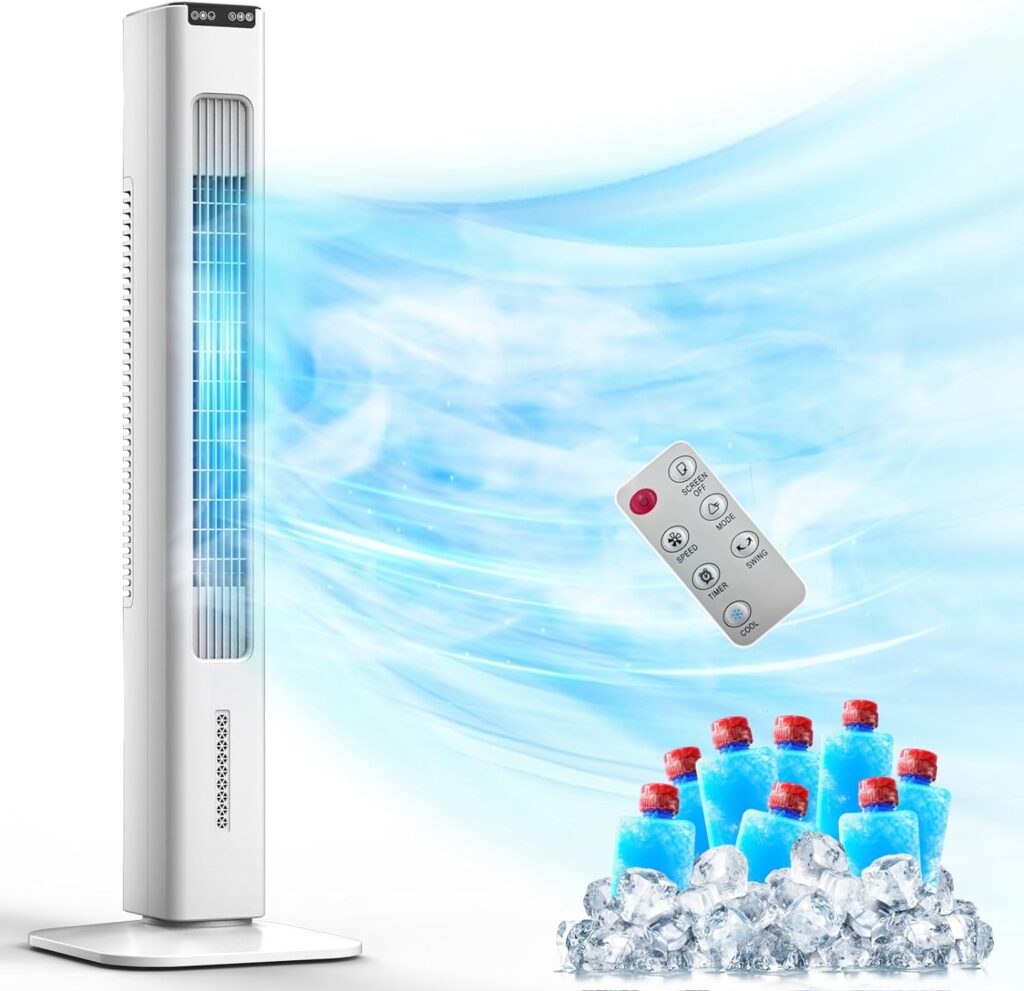 41 Portable Air Conditioners, 3-1 Evaporative Air Cooler w/Remote, 15H Timer, 90° Swing, Portable AC with 1700ML Water Tank, 8 Ice Boxes, 3 Modes 3 Speeds Cooling Tower Fan For Room Home Office