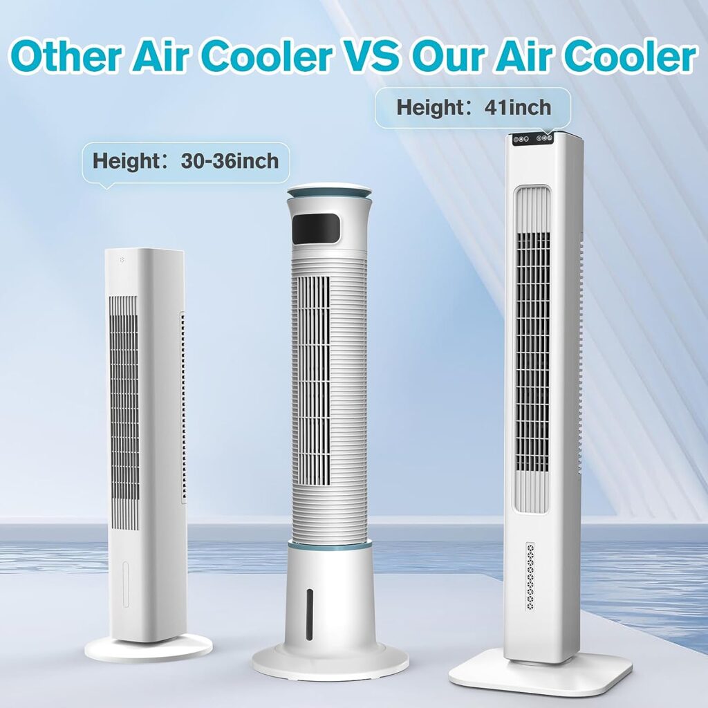 41 Portable Air Conditioners, 3-1 Evaporative Air Cooler w/Remote, 15H Timer, 90° Swing, Portable AC with 1700ML Water Tank, 8 Ice Boxes, 3 Modes 3 Speeds Cooling Tower Fan For Room Home Office