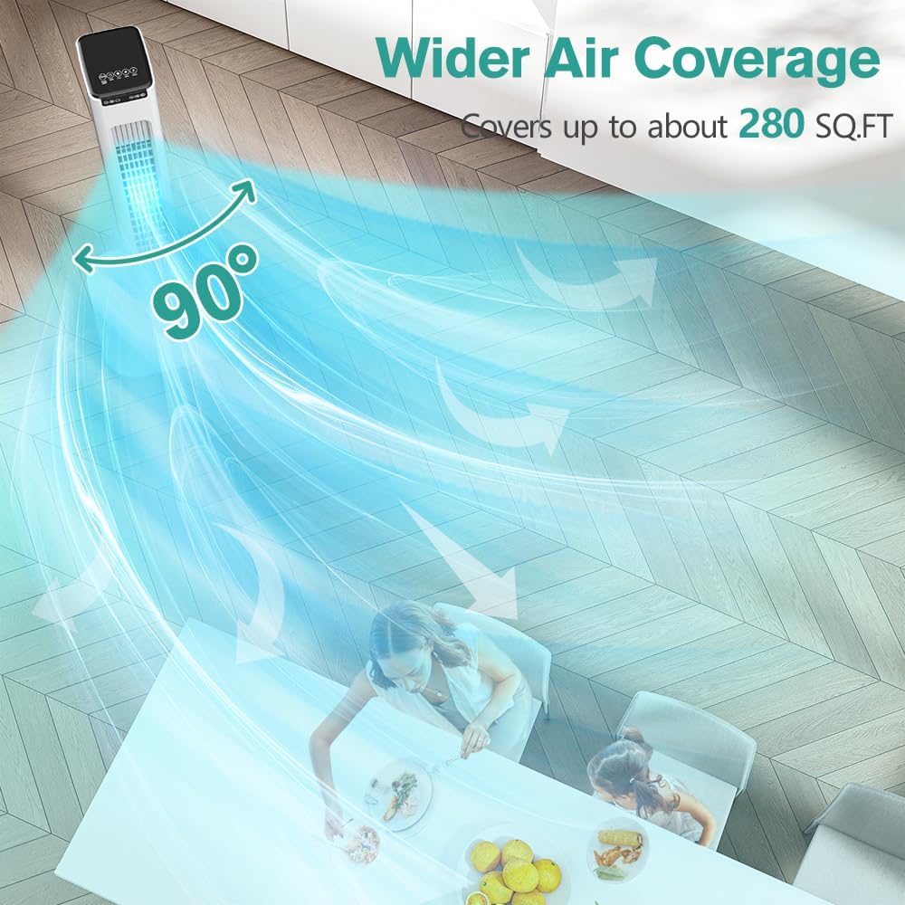 41 Portable Air Conditioners, 3-1 Evaporative Air Cooler w/Remote, 15H Timer, 90° Swing, Portable AC with 1700ML Water Tank, 8 Ice Boxes, 3 Modes 3 Speeds Cooling Tower Fan For Room Home Office