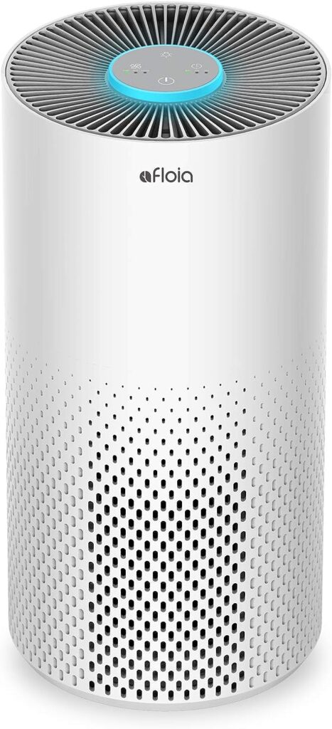 Afloia Air Purifiers for Home Large Room Up to 1076 Ft², H13 True HEPA Air Purifiers for Bedroom 22 dB, Air Purifiers for Pets Dust Dander Mold Pollen, Odor Smoke Eliminator, Kilo White, 7 Color Light