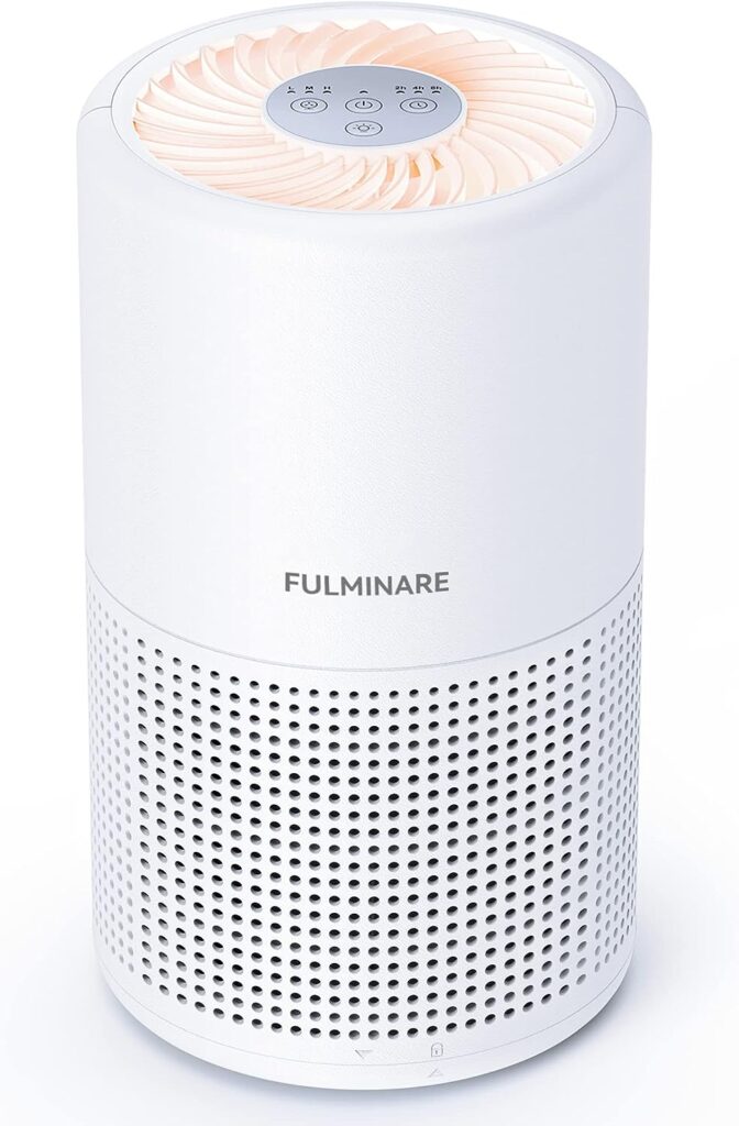 Air Purifiers for Bedroom, FULMINARE H13 True HEPA Filter, Quiet Air Cleaner With Night Light, Portable Small Air Purifier for Office Living Room, Remove 99.97% 0.01 Microns Dust, Smoke, Pollen