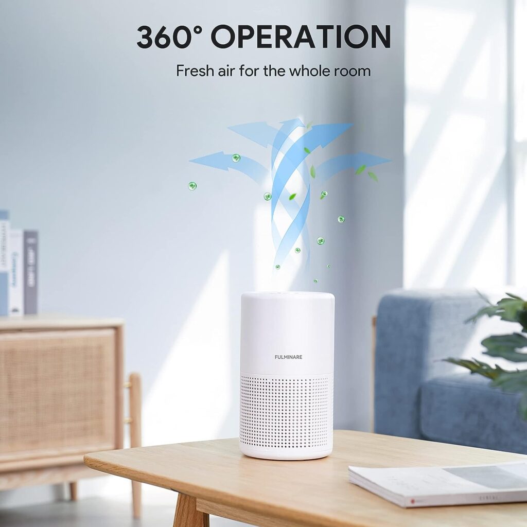 Air Purifiers for Bedroom, FULMINARE H13 True HEPA Filter, Quiet Air Cleaner With Night Light, Portable Small Air Purifier for Office Living Room, Remove 99.97% 0.01 Microns Dust, Smoke, Pollen