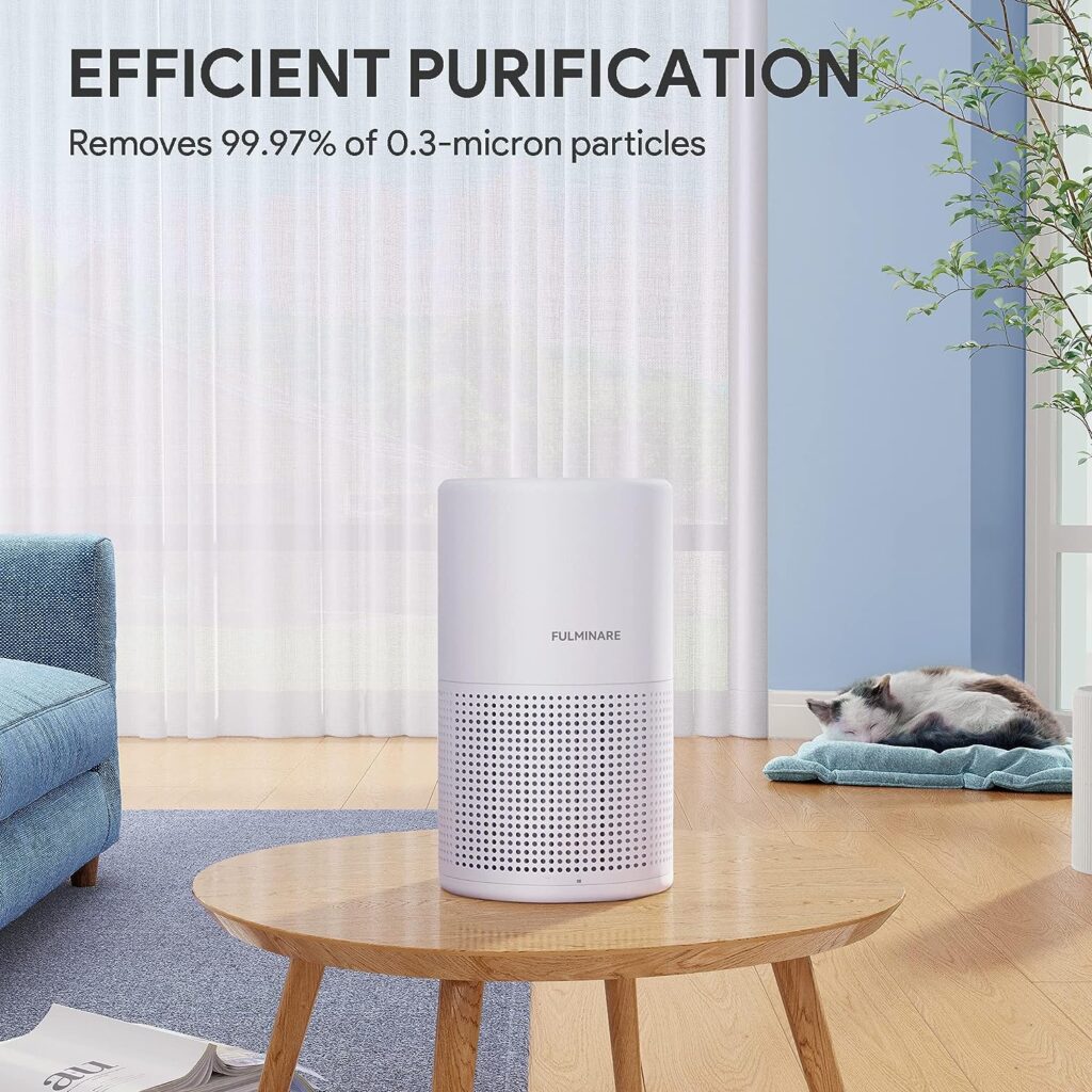 Air Purifiers for Bedroom, FULMINARE H13 True HEPA Filter, Quiet Air Cleaner With Night Light, Portable Small Air Purifier for Office Living Room, Remove 99.97% 0.01 Microns Dust, Smoke, Pollen