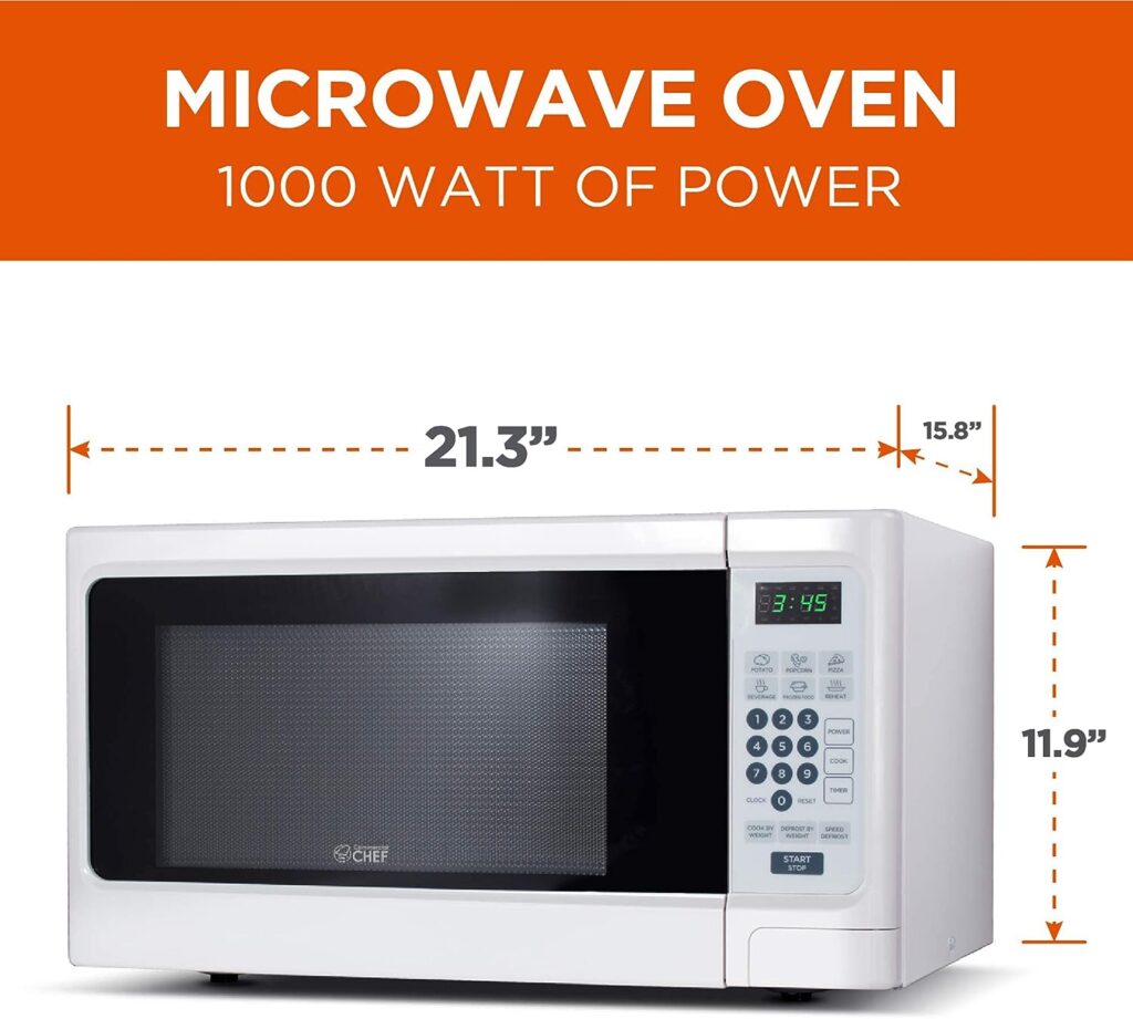 Commercial Chef Countertop Microwave, 1.1 Cubic feet, White