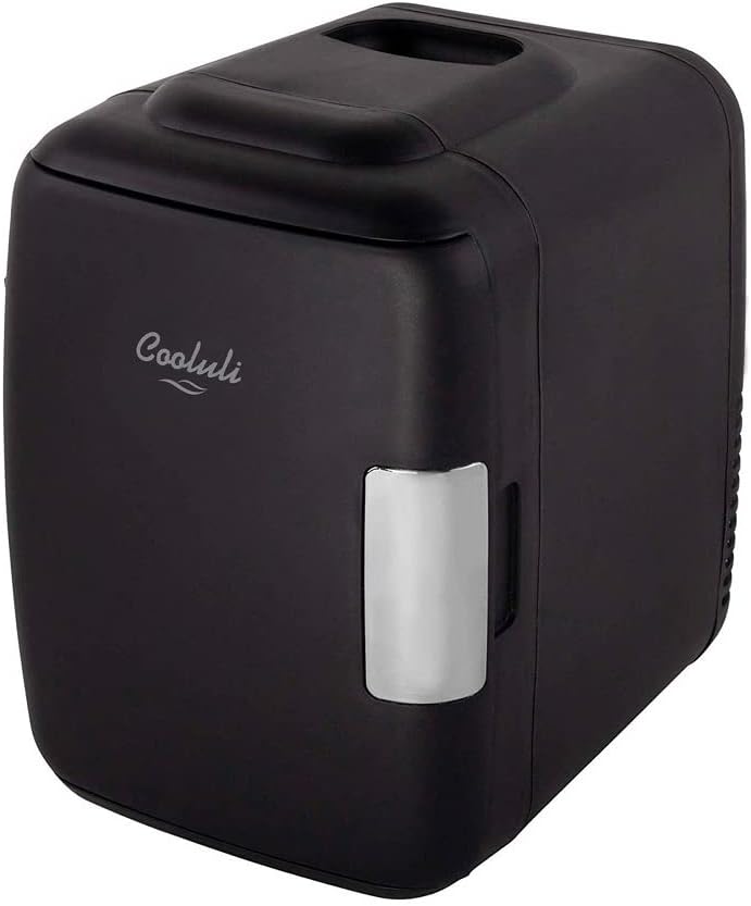 Cooluli Skincare Mini Fridge for Bedroom - Car, Office Desk  Dorm Room - Portable 4L/6 Can Electric Plug In Cooler  Warmer for Food, Drinks, Beauty  Makeup - 12v AC/DC  Exclusive USB Option, Black