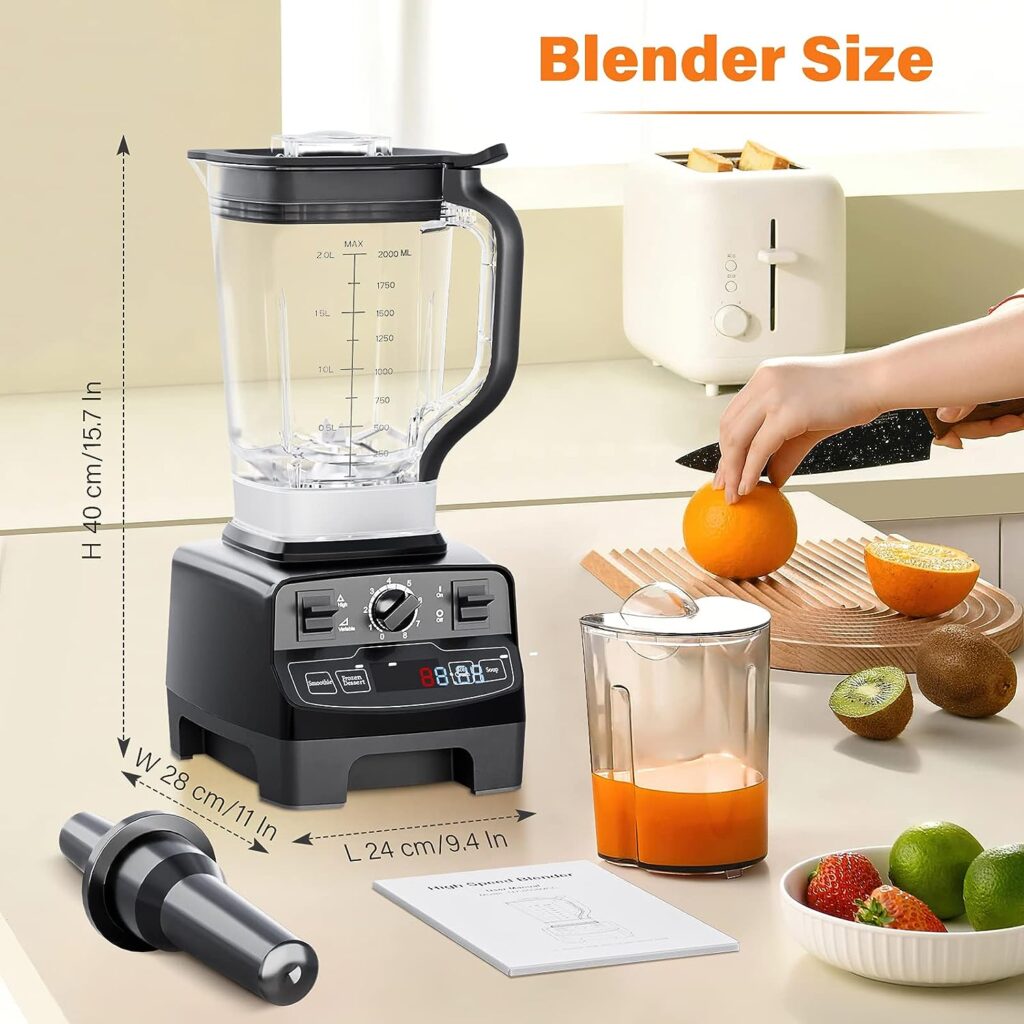 Enfmay Smoothie Blender Maker, 1450W High Performance Blender for Kitchen with 4 Preset Programs, 8 Speeds Control, 33000RPM Powerful Blender, LCD Time Display, 2L Tritan BPA Free Container, Ice Crush Blender Maker for Smoothie/Soup/Dessert/Nut