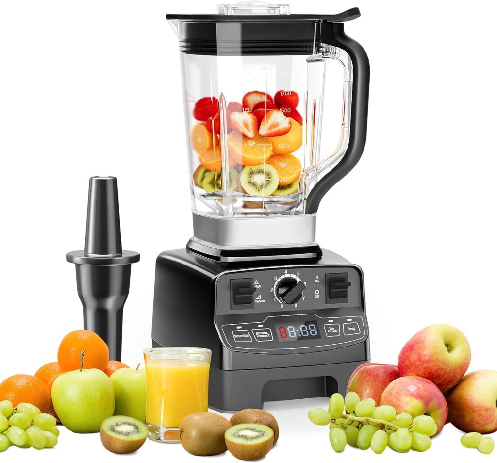 Enfmay Smoothie Blender Maker, 1450W High Performance Blender for Kitchen with 4 Preset Programs, 8 Speeds Control, 33000RPM Powerful Blender, LCD Time Display, 2L Tritan BPA Free Container, Ice Crush Blender Maker for Smoothie/Soup/Dessert/Nut