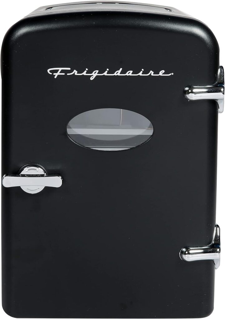 Frigidaire EFMIS175-BLACK Portable Mini Fridge-Retro Extra Large 9-Can Travel Compact Refrigerator, Black, 6 Liters