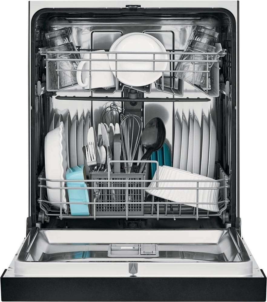 Frigidaire FFBD2420UB 24 Full Console Dishwasher with Stainless Steel Drum 12 Place Settings 6 Wash Cycles and Heated Drying System in Black