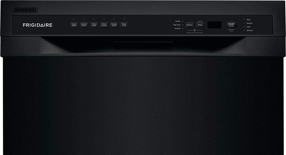 Frigidaire FFBD2420UB 24 Full Console Dishwasher with Stainless Steel Drum 12 Place Settings 6 Wash Cycles and Heated Drying System in Black