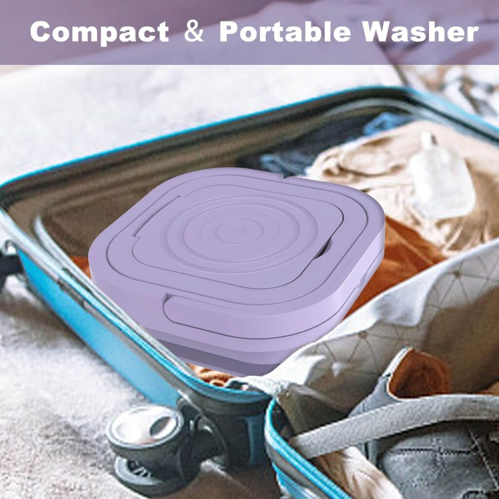 Mini Portable Washing Machine, Foldable Washing Machine with Spin-Dry Basket, Small Portable Washer and Dryer Combo for Apartments, Camping, RV, Travel Laundry Washing Small Pieces of Underwear, Socks