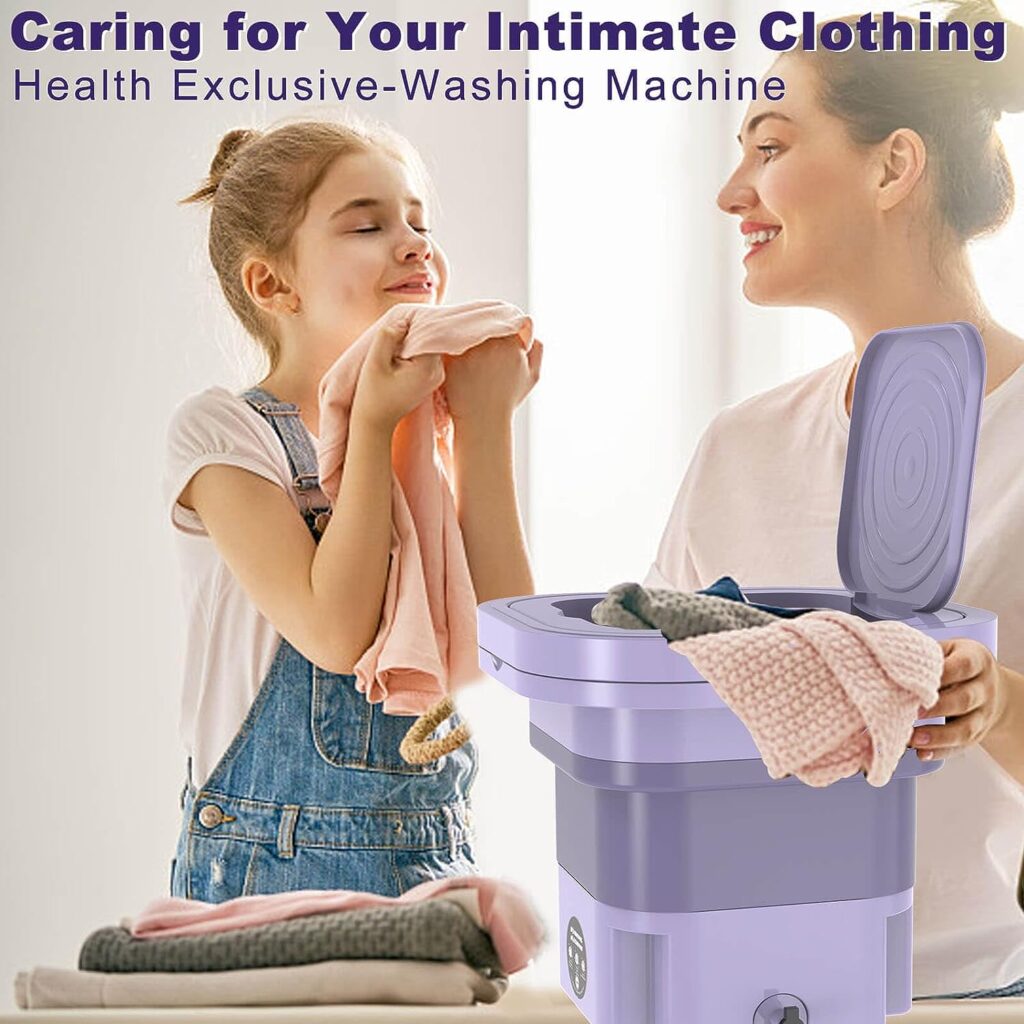 Mini Portable Washing Machine, Foldable Washing Machine with Spin-Dry Basket, Small Portable Washer and Dryer Combo for Apartments, Camping, RV, Travel Laundry Washing Small Pieces of Underwear, Socks