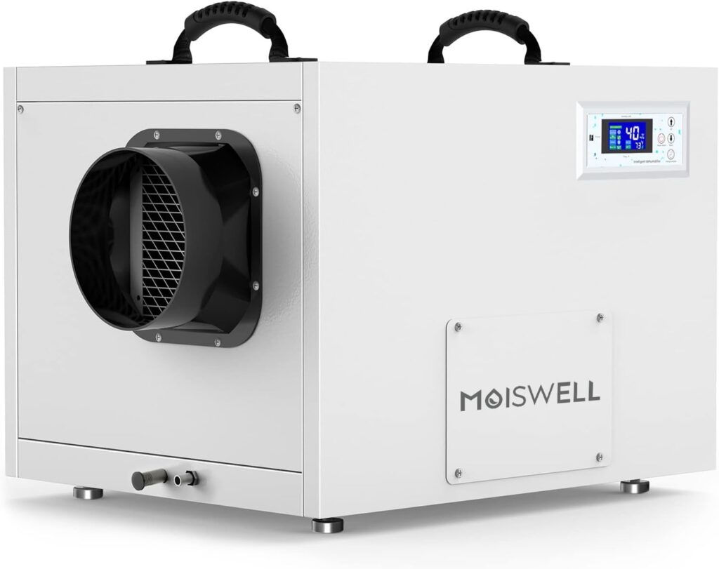 Moiswell 212 Pints Commercial Dehumidifier with Pump and Drain Hose, Crawl Space dehumidifier Basement, Industry Water Damage Unit for up to 8,000 sq ft Basements, Ideal for Industrial and Job Sites