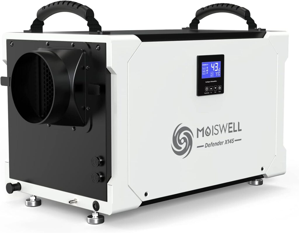 Moiswell 212 Pints Commercial Dehumidifier with Pump and Drain Hose, Crawl Space dehumidifier Basement, Industry Water Damage Unit for up to 8,000 sq ft Basements, Ideal for Industrial and Job Sites