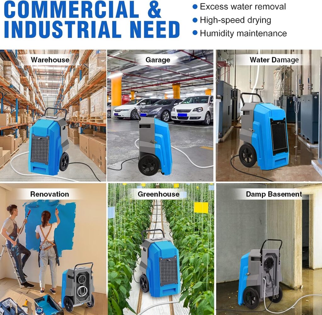 MOUNTO 180Pints LGR Industrial Dehumidifier with Pump and Drain Hose, Portable Dehumidifier with wheels for Home, Basements, Garages, and Job Sites.
