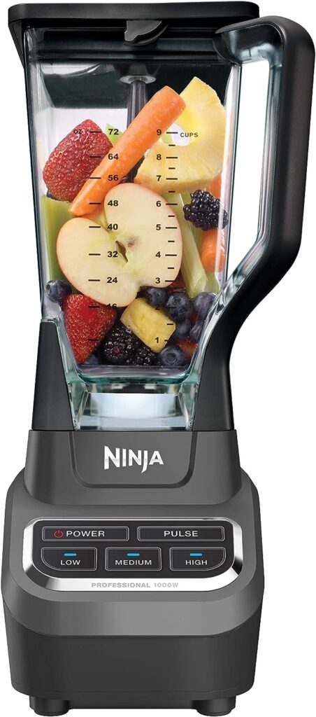 Ninja BL610 Professional 72 Oz Countertop Blender with 1000-Watt Base and Total Crushing Technology for Smoothies, Ice and Frozen Fruit, Black, 9.5 in L x 7.5 in W x 17 in H