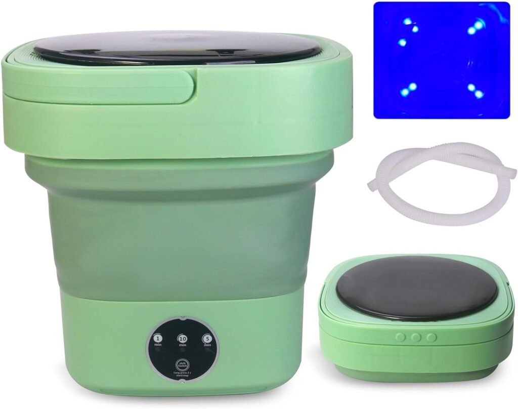 Portable Washing Machine,Mini Foldable Washer and Spin Dryer, Small Washer for Baby Clothes, Underwear or Small Items, Apartment, Dorm, Camping, RV Travel laundry,Does not include spin basket (Green)