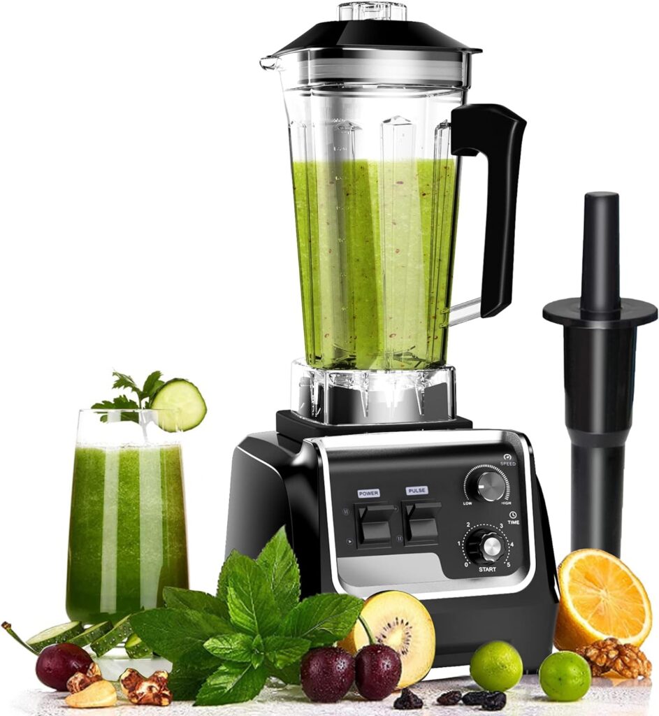 Professional Countertop Blender, Blender for kitchen Max 2200W High Power Home and Commercial Blender with Timer，Blender with Variable Speed for Frozen Fruit​, Crushing Ice, Veggies, Shakes and Smoothie 64 oz Container  32000 RPM