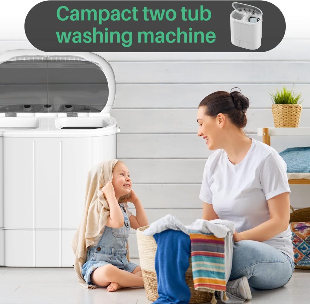 TOREAD Portable Small Washing Machine, 13.5Lbs Mini Compact Washer and Spinner Combo, 2 in 1 Apartment Washers with Twin Tub for Laundry, Dorms, College, RV, Camping