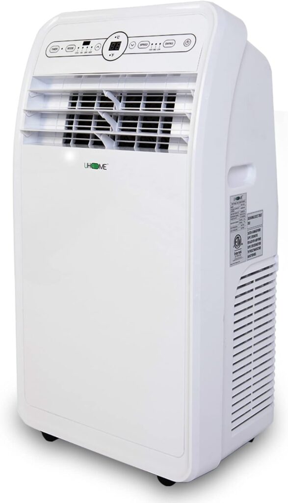 Uhome Portable Air Conditioner with Heat 12,000 BTU, Compact Portable AC Unit with Dehumidifier  Fan, Cools  Heats up to 400 Sq.ft, Remote Control and Window Kit Included, White