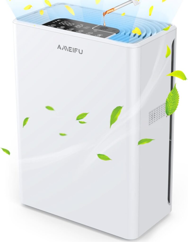 AMEIFU Air Purifiers for Home Large Room up to 1740ft² with Washable Fliter Cover, Hepa Air Purifiers, H13 True HEPA Air Filter for Wildfires, Pets Hair, Dander, Smoke, Pollen, 3 Fan Speeds, 5 Timer, Sleep Mode 15DB Air Cleaner