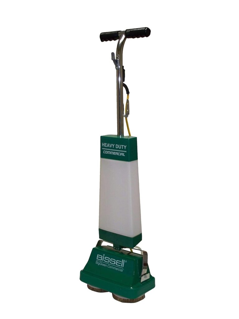 BiSSEll BigGreen BGFS5000 Portable Two Brush Floor Scrubber  Polisher, Polypropylene, 13 W x 7 D x 44 H, White  Green