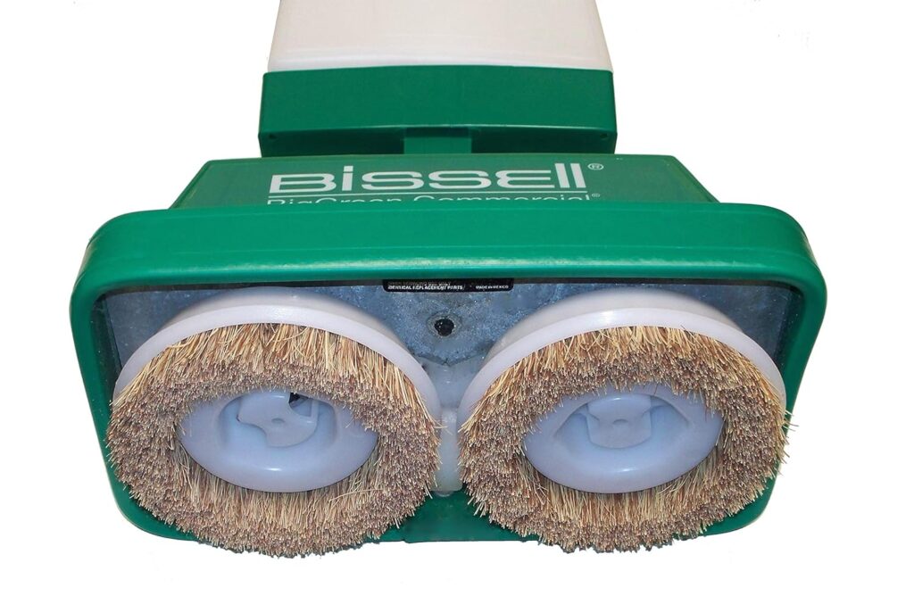 BiSSEll BigGreen BGFS5000 Portable Two Brush Floor Scrubber  Polisher, Polypropylene, 13 W x 7 D x 44 H, White  Green