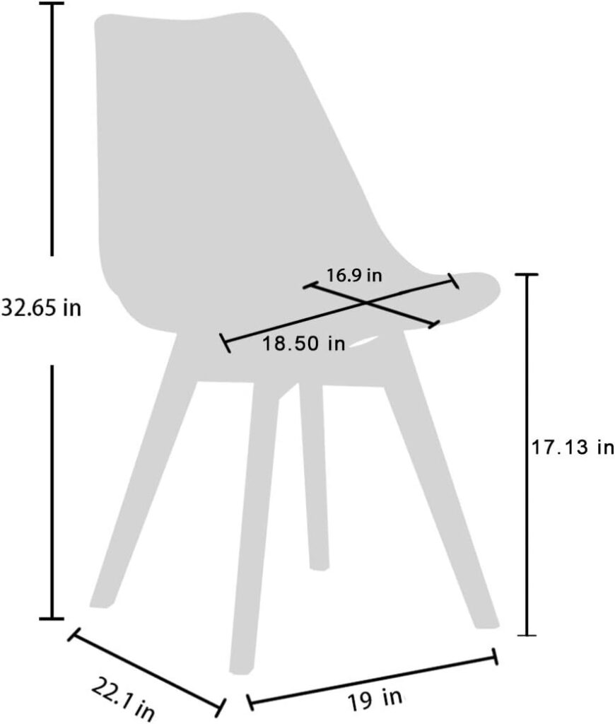 CangLong Modern Dining Chair Set, Soft Padded Shell Chair with Wood Legs for Kitchen, Dining, Bedroom, Living Room - Set of 4, White