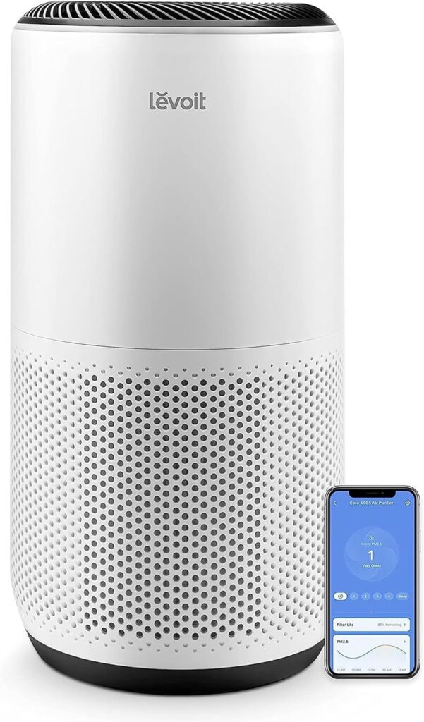 LEVOIT Air Purifiers for Home Large Room, Smart WiFi and PM2.5 Monitor H13 True HEPA Filter Removes Up to 99.97% of Particles, Pet Allergies, Smoke, Dust, Auto Mode, Alexa Control, White