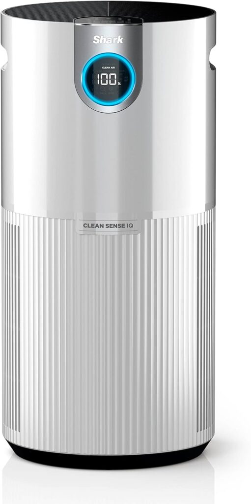 Shark HP201 Clean Sense Air Purifier MAX for Home, Allergies, HEPA Filter, 1000 Sq Ft, Large Room,  Kitchen, Captures 99.98% of Particles, Pollutants, Dust, Smoke, Allergens  Cooking Smells, White