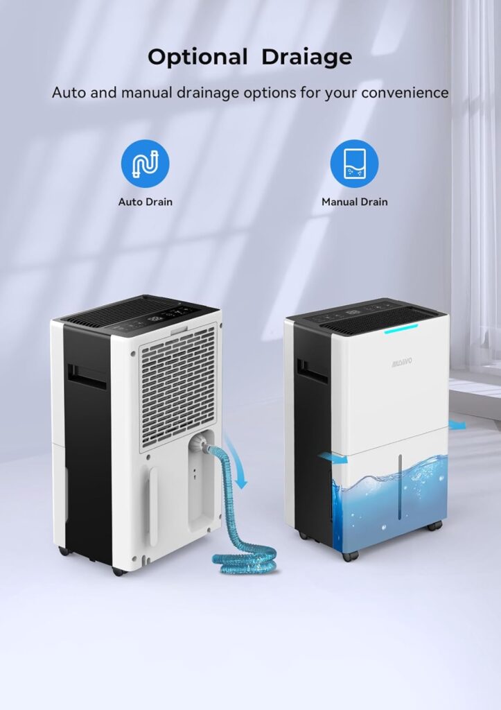 1500 Sq.ft Dehumidifiers for Home Basements, Aiusevo 22 Pint Dehumidifier Room, with Auto and Manual Drainage, Intelligent Humidity Control, 3 Operation Modes, Ideal RV, Bathroom