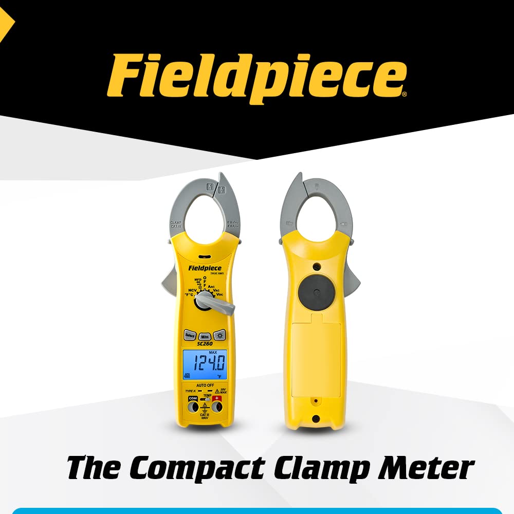 Fieldpiece Compact HVACR Clamp Multimeter SC260 – True RMS Clamp Meter with Temperature, Capacitance  Backlight