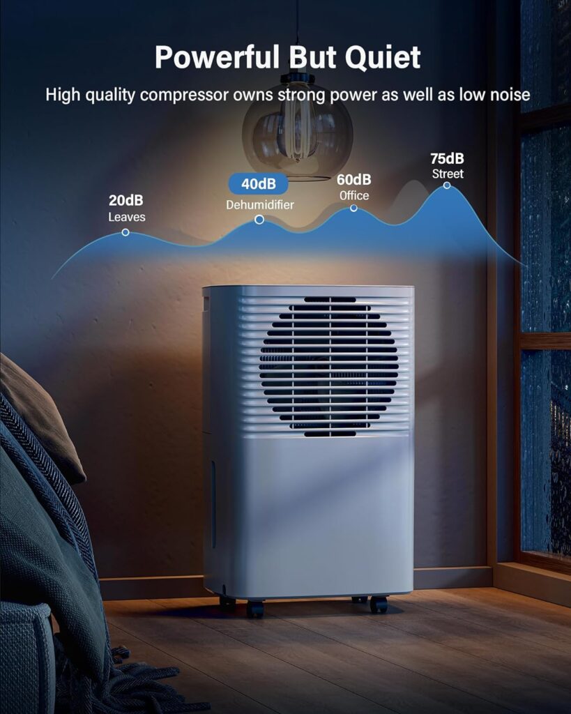 Hansabenne 30-Pints Dehumidifier for Basements - 2000 Sq. Ft. Dehumidifier with Auto or Manual Drainage - Compact Dehumidifier with Intelligent Humidity Control | Auto Defrost | Dry Clothes