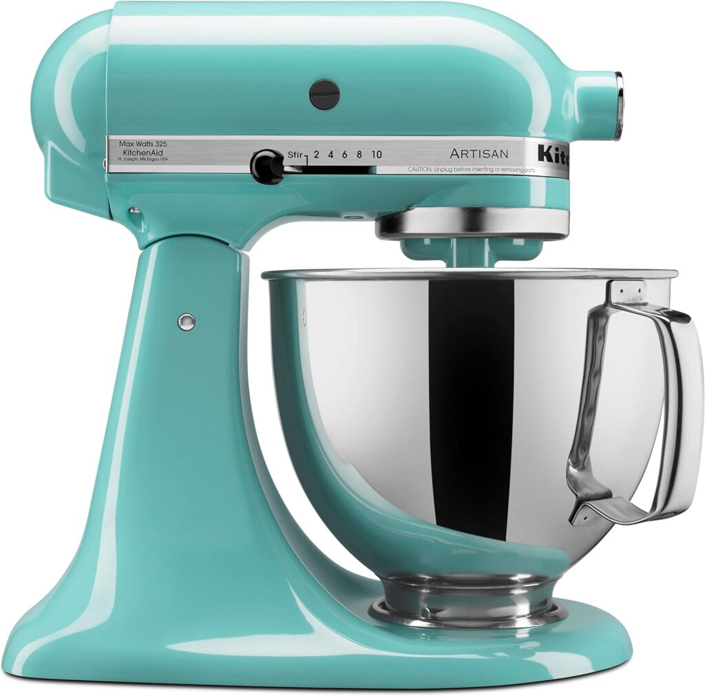 KitchenAid Artisan Series 5 Quart Tilt Head Stand Mixer with Pouring Shield KSM150PS, Removable bowl, Aqua Sky