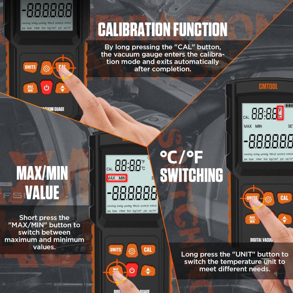 Vacuum Gauge HVAC Digital Micron Gauge HVAC Micron Vacuum Gauge Tester 100KPa/750061Microns Digital Vacuum Gauge Micron Meter Set 13 Units AC Tool Vacuum Test Kit with 1/4 Quick Coupler Access Tee