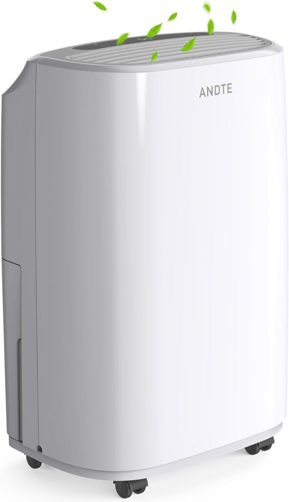 ANDTE 2500 Sq.Ft Dehumidifiers for Large Room and Home Basements, 31 Pints Dehumidifiers with Auto or Manual Drainage, 0.528 Gallon Water Tank with Drain Hose, Auto Defrost, Dry Clothes Function