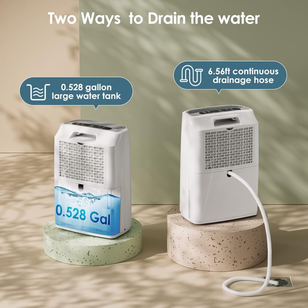 ANDTE 2500 Sq.Ft Dehumidifiers for Large Room and Home Basements, 31 Pints Dehumidifiers with Auto or Manual Drainage, 0.528 Gallon Water Tank with Drain Hose, Auto Defrost, Dry Clothes Function