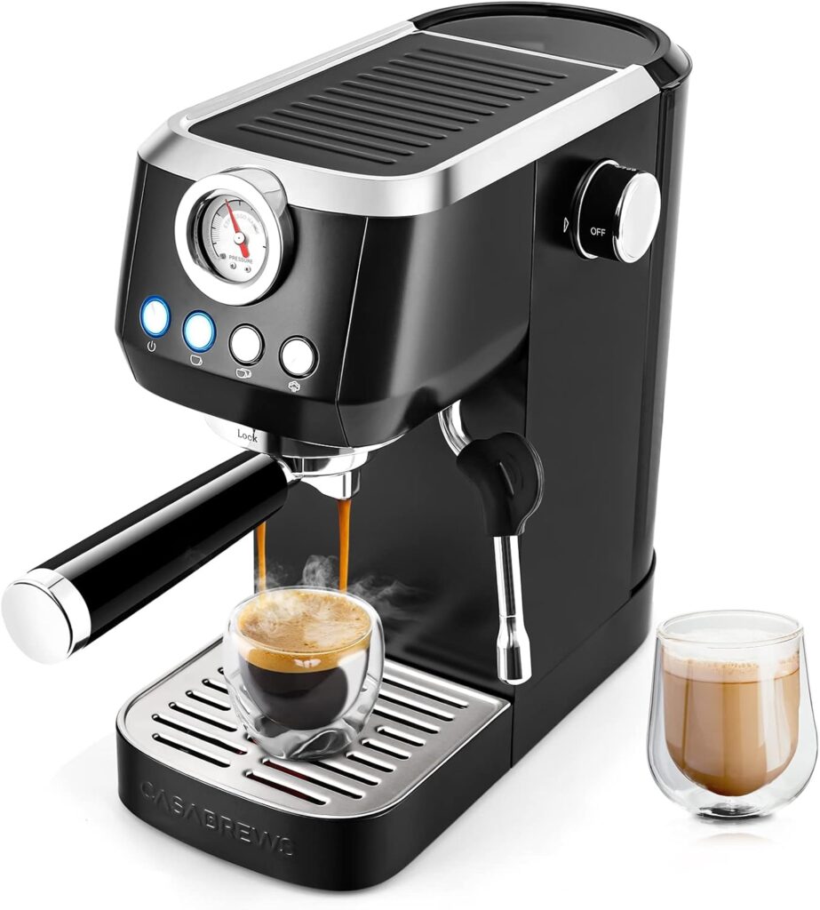 CASABREWS Espresso Machine 20 Bar, Stainless Steel Espresso Maker With Steam Milk Frother, Coffee Machine Cappuccino Latte Machine With 43.9 oz Removable Water Tank