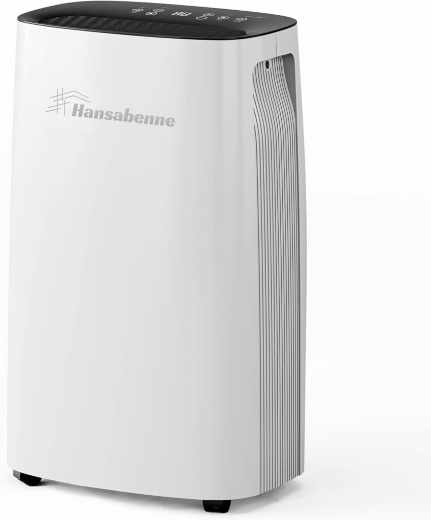 Hansabenne 50-Pints Dehumidifier for Basements - 4500 Sq. Ft. Dehumidifier with Auto or Manual Drainage - Compact Dehumidifier with Intelligent Humidity Control | Auto Defrost | Dry Clothes