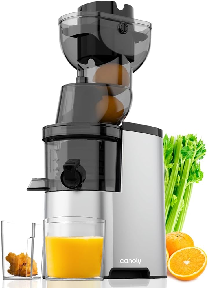 Masticating Juicer Machines, 3.5-inch (88mm) Powerful Slow Cold Press Juicer with Large Feed Chute, Electric Masticating Juicers for Vegetables and Fruits, Easy to Clean with Brush